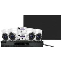 Marchio: DIERRETVCC. Articolo: VH-SF-KIT41-4K. Safire - Kit 4K Ultra HD CCTV 4 Telecamere Dome Lente Fissa 4K - Composto da: 1 x SF-HTVR8104A-4K 4 CH H.265+/H.265 4K - 1 x HD4TB Disco Duro 4TB speciale per videovigilanza Wester Digital WD40PURX - 4 x SF-DM943UW-4KT Telecamera Dome ULTRA 4K 2.8 mm IR 60m WDR IP67 - 1 x MNT27-4K Monitor LED 27