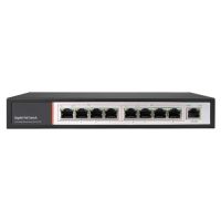 Marchio: DIERRETVCC. Articolo: VH-SW0908POE-GIGA-96W. Switch da tavolo - 9 porteRJ45 10/100/1000 Gigabit - 8 porte PoE (porte 2~9) - Supporta alimentazione PoE fino a 96W in totale per tutte le porte - Compatibile con PoE IEEE802.3af/at